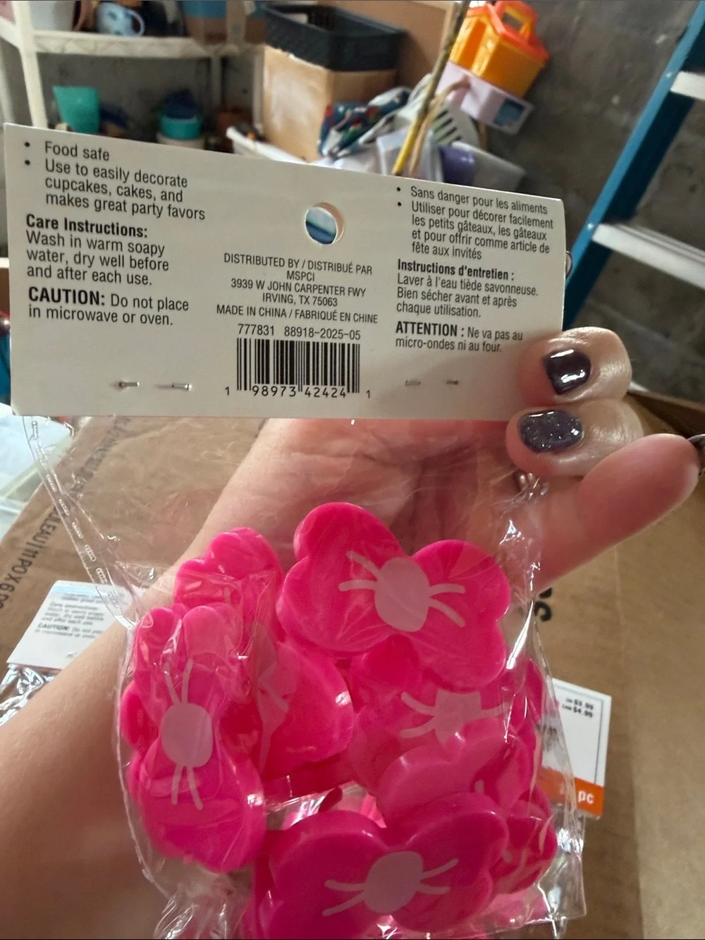 Bright Pink Flower Cupcake Rings – Pack of 12